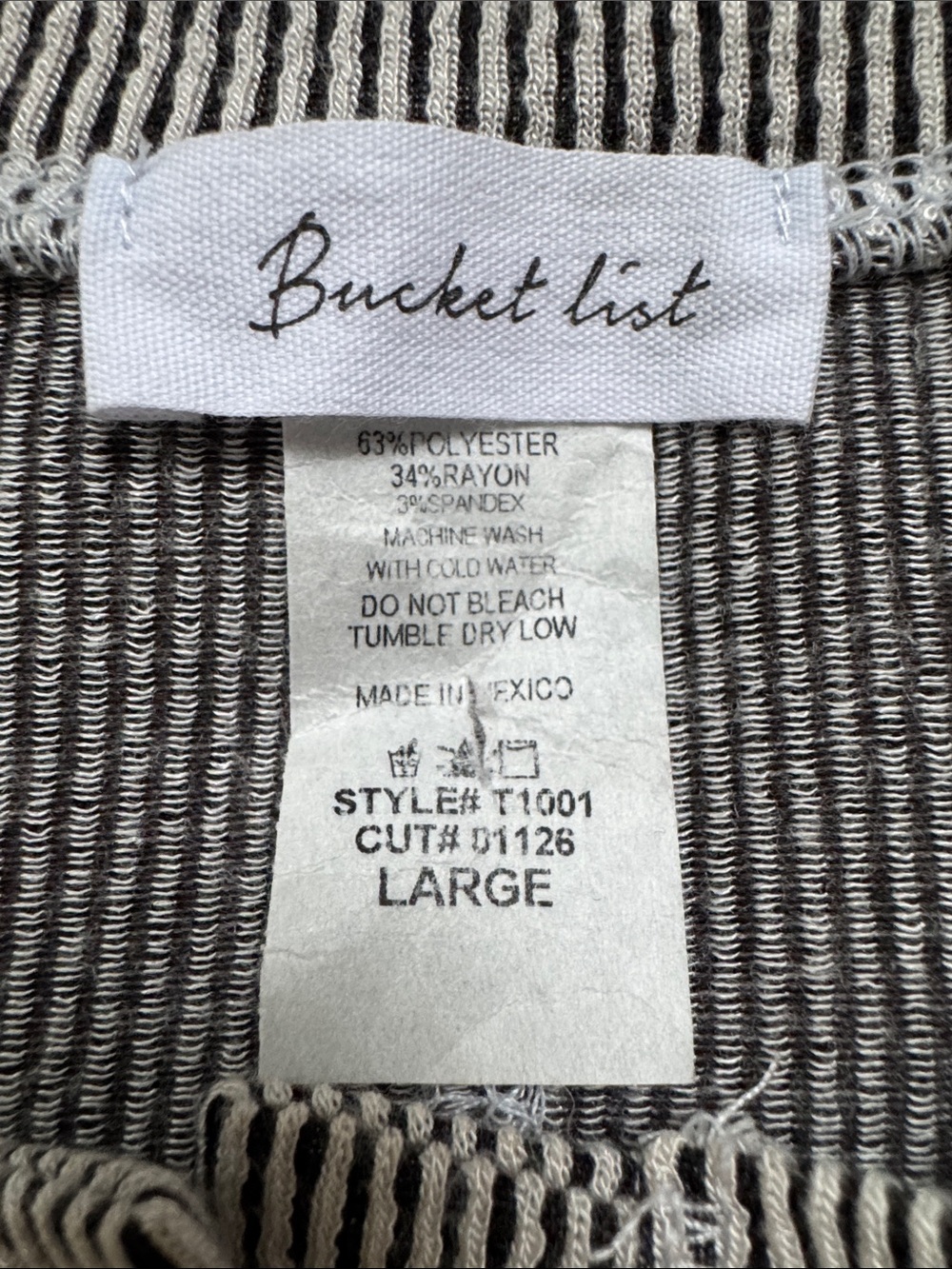 Bucket List Ribbed Crewneck Henley LS Top ๐ Black & White - Picture 13 of 13